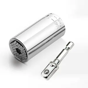 Universal Socket, 7-19mm Self-Adjusting Socket ，with Power Drill Adapters, Fits Most Nuts and Bolts, Ideal Tool Gift for Men, Dad, Husband