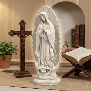 Handcrafted Virgin Mary Statue, 11.8" Resin Sculpture, Weather-Resistant Decor for Indoor & Outdoor, Beige