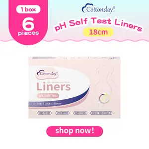 Cottonday Feminine Care Daily Liners, 18cm, Soft & Breathable, pH Test Liners for Women - 6 Packs, 99% Accurate, Easy to Use, Private & Reliable Feminine Health Screening for Vaginitis, Yeast & Bacterial Infections