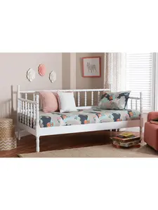 Baxton Studio 193271494828 Laurent Daybed - Spindle Platform Bed Frame with Bamboo-Style Turned Posts, Classic Cottage Farmhouse Furniture, White - Twin Size