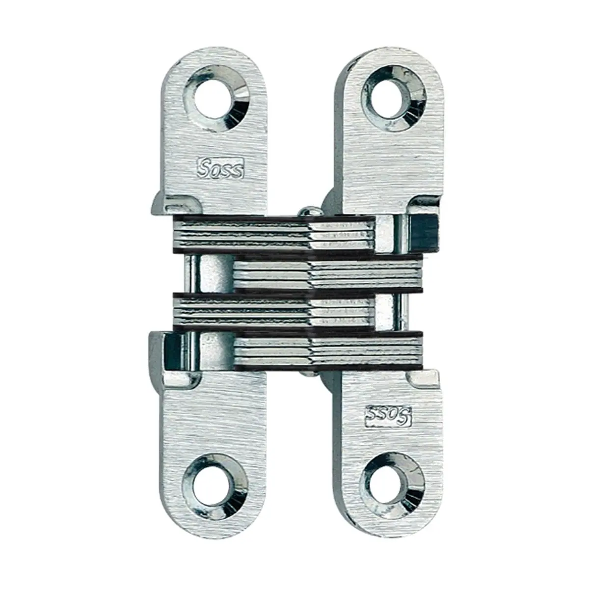 212 MAIN SOSS Invisible Chrome Door Hinge - 1-Piece, Compact, Flush Fit, Smooth Operation, Superior Appearance, Full Rotation, All Seasons, for Wood/Metal Sailing Users, 0.75 in. Min Material Thickness, 0.72" H x 1.36" W x 2.38" L