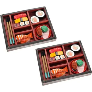 Plastic Toys Japanese Sushi Toy Bento Box Pretend Food Set | 19 Pieces Cutting Play Food Toy Set for Kids Age 3, 4, 5, 6, 7, 8, 9+