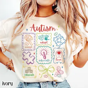 Comfort Colors Autism Awareness Accept Adapt Advocate Love Educate T-Shirt, Inclusion Diversity Graphic Tee, SPED Teacher Shirt, Special Education Gift - ShamCren