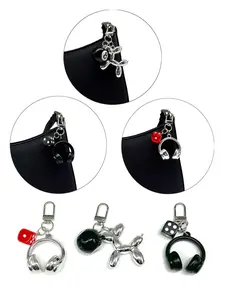 Fashion Elegant Trendy Balloon Dog and Earphone Decoration Bag Accessories, Colorblock Rhinestone Design, Casual Style, All Seasons, Sparkly Bag Charm, Bag Charms for Handbags