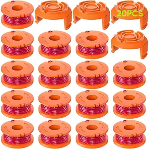 20 Pack WA0010 Replacement Trimmer Line Spool Compatible with Worx, 0.065 inch Compatible with Worx String Trimmers (16 Line spools+4 Caps)