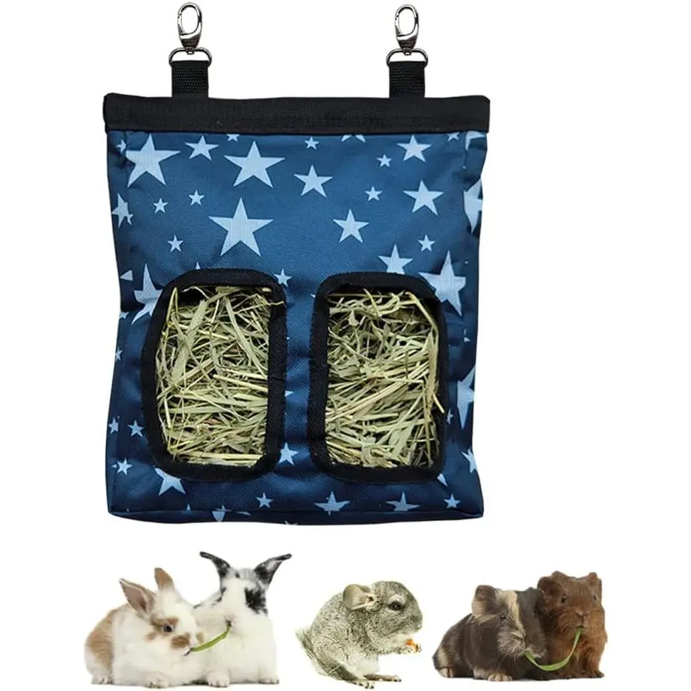 Hanging Hay Feeder Bag for Guinea Pigs, Bunnies, Chinchillas. Stars