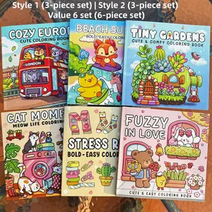 Super Cute Simple Coloring Book Pack, Art Sketchbooks, Stress Relief Art Therapy, Easy Scenes & Adorable Characters, Perfect Gift for All Ages