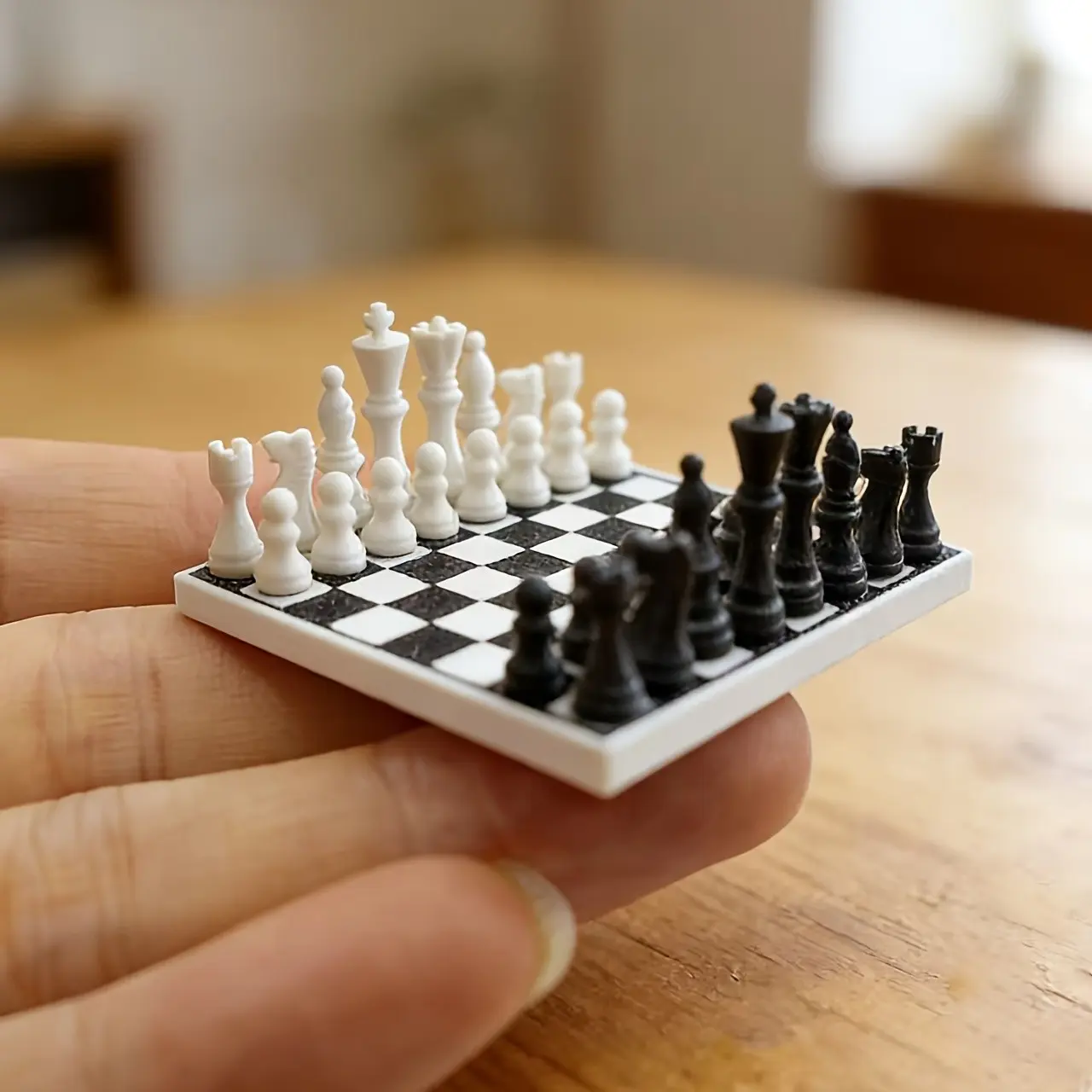 Miniature Chess Set for Dollhouse, Mini Realistic Toy House Decor, Figurine, Collectible Figure Decor, Figurines for Collectors, Living Room and Study Decoration, Home Ornaments, Decorative Home Ornament, Perfect for Collectors and Enthusiasts