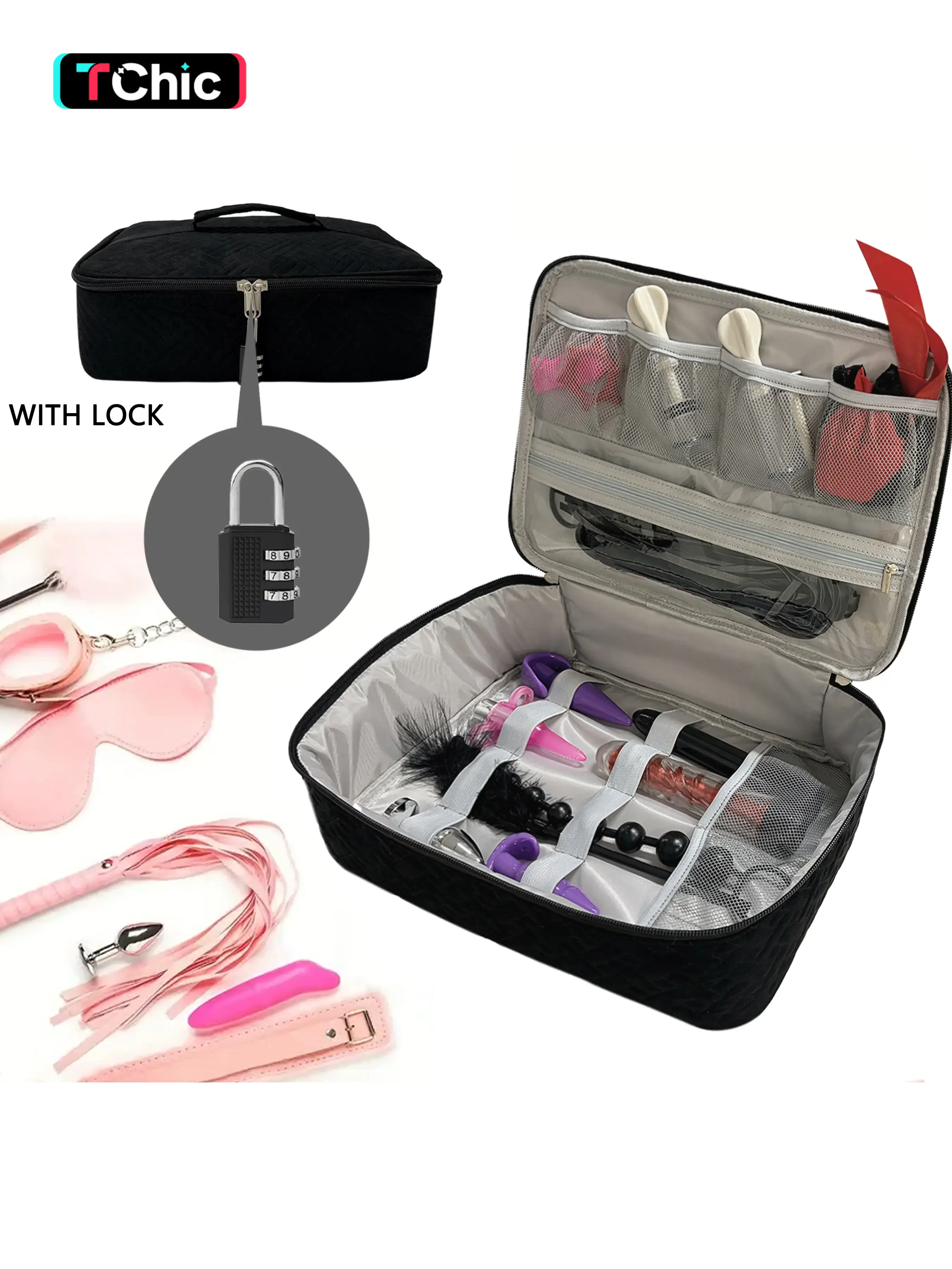 Lockable Adult Toy Storage Bag, Hidden Toy Box with Lock, Reusable Casual Organizer Container with Storage Compartment, Unisex Random Print Design, Multifunctional Storage Solution, Portable Storage Organizer, Multipurpose Storage - TikTok Shop Lockable Adult Toy Storage Bag, Hidden Toy Box with Lock, Reusable Casual Organizer Container with Storage Compartment, Unisex Random Print Design, Multifunctional Storage Solution, Portable Storage Organizer, Multipurpose Storage - TikTok Shop