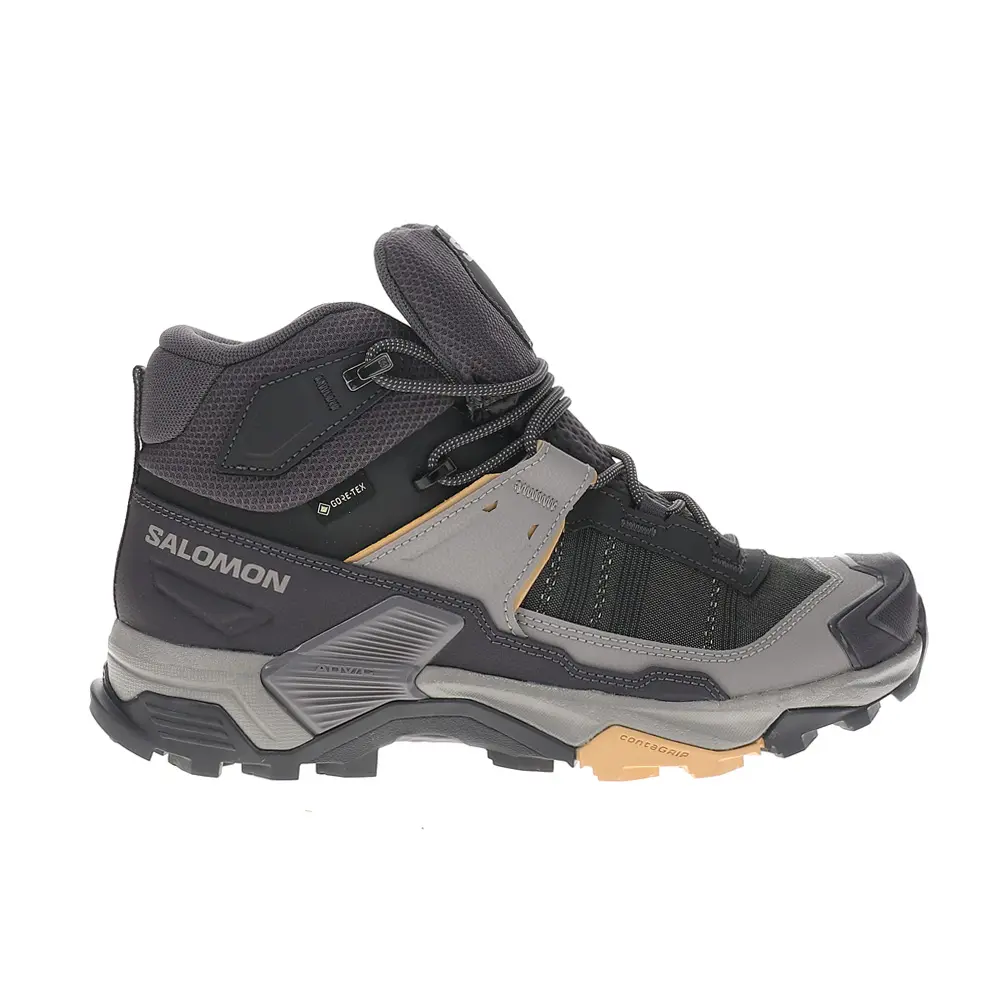 Salomon Womens X Ultra 5 Mid Gore-Tex Round Toe Hiking Hiking Sneakers Shoes - Grey Salomon Womens X Ultra 5 Mid Gore-Tex Round Toe Hiking Hiking Sneakers Shoes - Grey