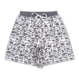Adult gray camouflage print Beach Casual Swim short trunks （ No pockets）
