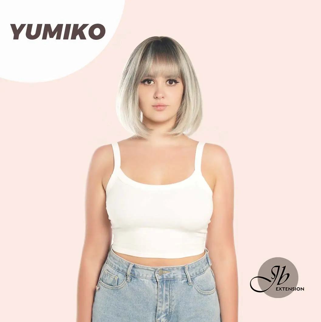 JBEXTENSION 12 Inches Bob Cut Grey Wig With Bangs YUMIKO JBEXTENSION 12 Inches Bob Cut Grey Wig With Bangs YUMIKO