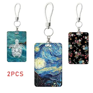 2pcs Blue Turtle Office ID Card Protector, Short Lanyard with Keychain, Ideal for Keys, Ids, Business Gifts, Daily Use