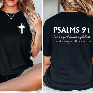 Psalm 91 T Shirt, Bible Verse T-Shirt, Christian Shirt, Women's Religious Shirt, Faith Shirt, Gift for Christian, Jesus Shirt, Gift for Her