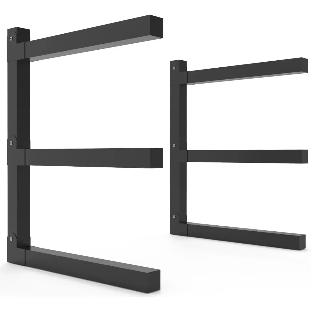 Lumber Storage Metal Rack, 3-Level Wall-Mounted Organizer and  Rack, Indoor & Outdoor Storage Solution for Workshop or Garage - 1 Pack