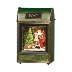 Lighted Swirl Mailbox with Santa Water Lantern