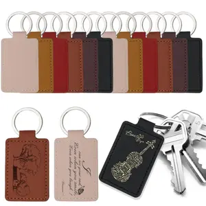 15Pcs Rectangular Leather Key Fob Kit,PU Leather Key Fobs with Rivets and Keychain Ring, Keychains Holder for Keychain Making Diy Craft Working - Home Improvement.