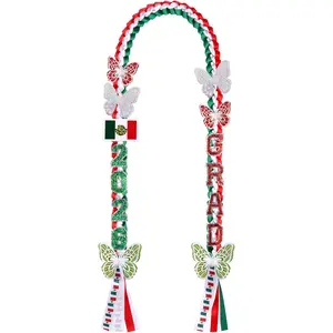 Mexican Graduation Leis 2026,Class of 2026 Graduation Ribbon Lei with Butterfly and Pins,Double Handmade Congrats,Graduations Gifts for High School College