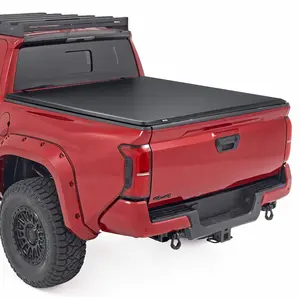 VEVOR Soft Roll-Up Truck Bed Tonneau Cover, Compatible with 2024-2025 Toyota Tacoma (Excl. Trail Edition) with Deck Rail System, Fits 5 ft (60 in) Bed, PVC Tonneau Cover with Three Aluminum Alloy Bars