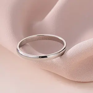 Minimalist 2mm Stainless Steel Band Ring – Classic Slim Stackable Ring for Women, Everyday Jewelry