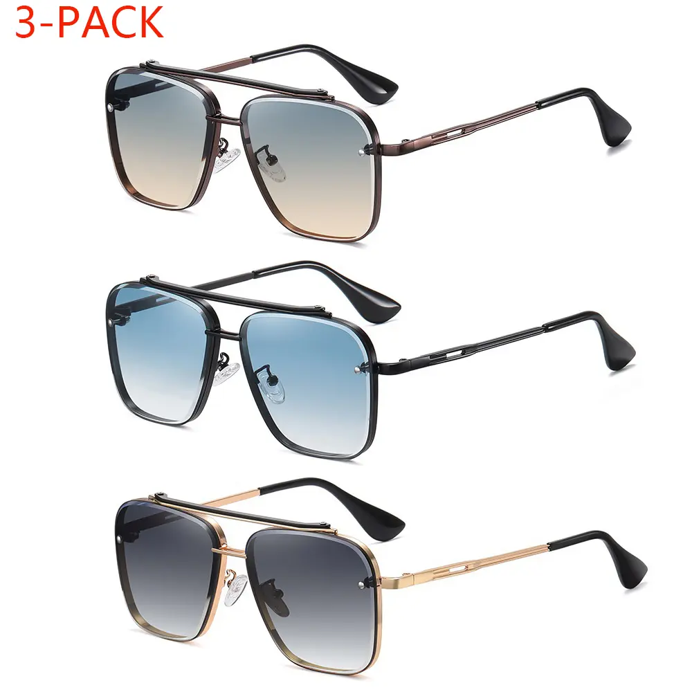 High-Quality Lightweight Durable Metal-Framed Rimmed Frames,Fashion Geometric Double-Beam Sunglasses， Funky Unique Men's Accessories, Birthday Cool Gifts for Guys,summeroutfits,vacationoutfits,beachoutfits, Sun Protective Sunglasses, Trendy Frames Sunglas