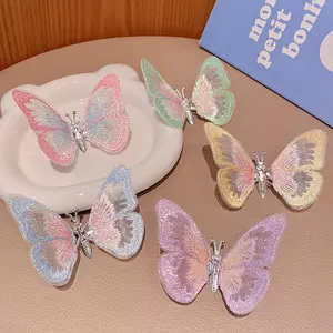 6PCS Embroidery Butterfly Car Decoration, Embroidery Butterfly Decoration for Car Center Console and Dashboard, Butterfly Decoration with Dancing Wings, Car Accessories, Dashboard Ornament Kit