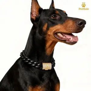 pet necklace Custom A–Z Letter Black Dog Cuban Link Collar – Stainless Steel Dog Necklace, Secure Buckle Luxury Pet Jewelry for Medium, and Large Dogs 16/18/20/22/24/26inch Gold Puppy Collar with Pendant