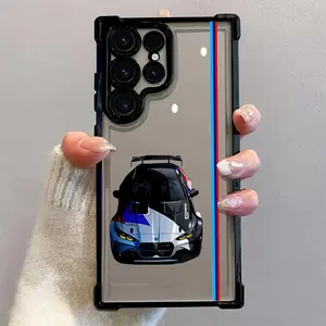 Fashion Red and Blue Sports Car B-BMW Phone Case Suitable for Samsung Galaxy S25,S24,,s23 s22,s,21 FE Ultra Plus 4G 5g Anti Drop Transparent Soft Back Cover, Textured Phone Case, Beaded Phone Case, Wireless Charging Case, Shockproof Cover