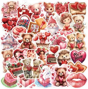 Valentine's Day Stickers for Girls & Adults 100 PCS Premium Removable Adhesive Hearts Florals Sweet Phrases Decorations for Gifts Laptops Water Bottles
