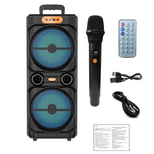 16W Outdoor Portable Wireless Speaker Heavy Bass Sound Column Big Power Stereo Speaker with Remote Control with Microphone for Dancing Party Family Karaoke