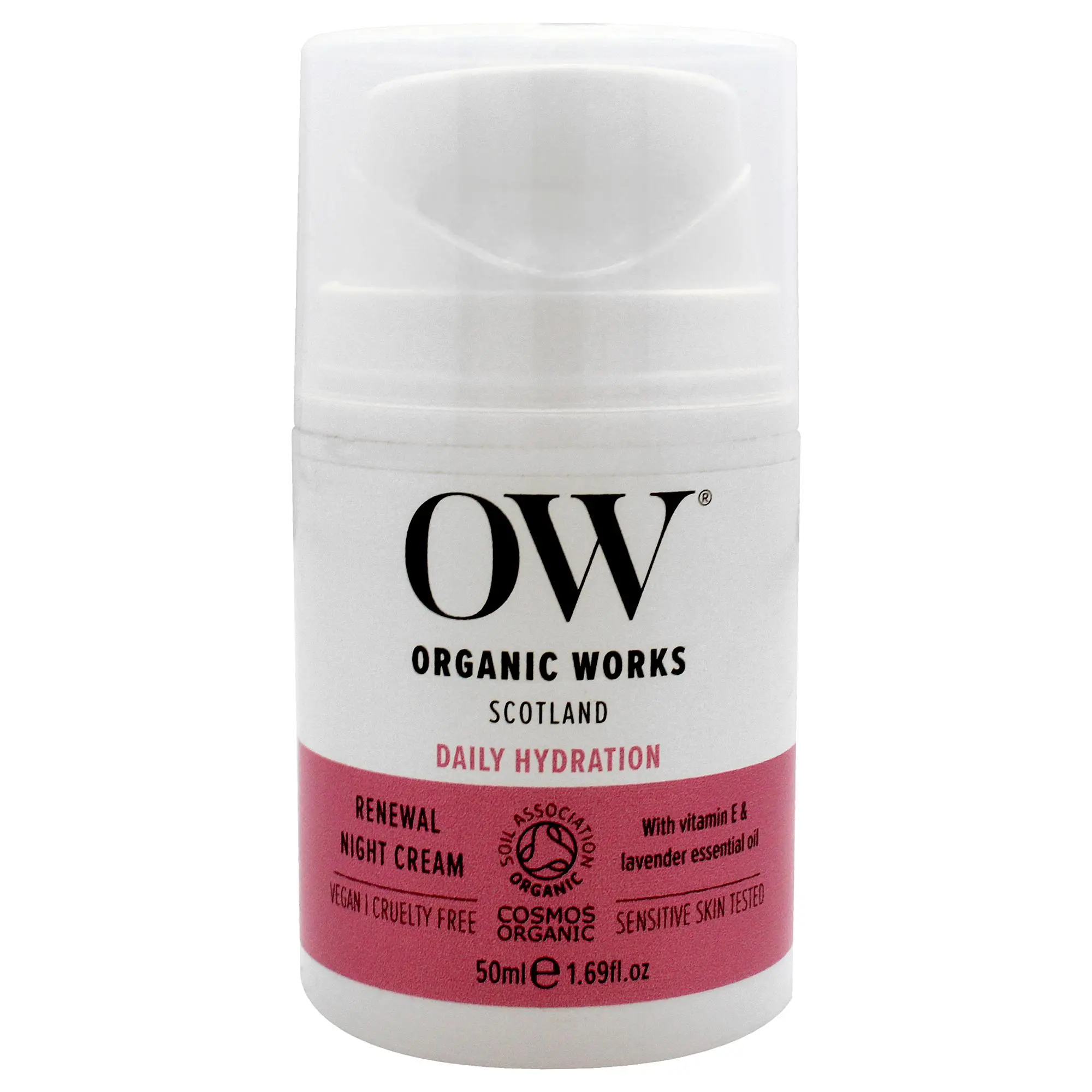 Organic Works Daily Hydration Renewal Night Cream - Unisex Moisturizing Cream Jar, Hydrate, Skin Repair, 1.69 fl oz, Apply Nightly