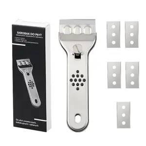 Multifunctional Cleaning Scraper, 2 Count Metal Floor Scraper with Handle, Household Cleaning Tool for Kitchen and Bathroom, Kitchen Counter-MM1