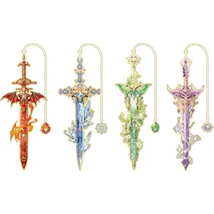 4pcs Fantasy Sword Bookmarks for Books, Journals, Planners - Cool Metal Book Markers for Reading Women & Men, Unique Book Marks Gifts for Book Lovers, Reading Accessories for Students & Adults & Kids