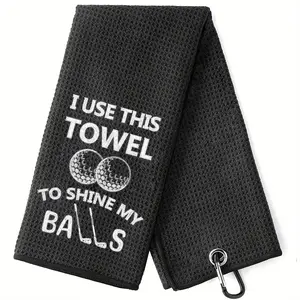 Premium Funny Embroidered Golf Towel with Clip, Humorous Design with Saying I Use This Towel to Shine My Balls, Soft Washable Polyester/nylon Blend for Men Women Golf Lovers, Golf Accessories
