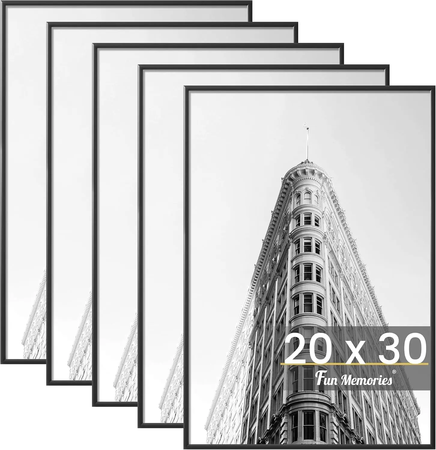 5-Pack Black Rectangular 20x30 Plastic Poster Frames Set - Lightweight, Scratch-Resistant Photo Decor Hanging Frames with Horizontal/Vertical Wall Mounting, Ideal Gift for Posters, Art Prints
