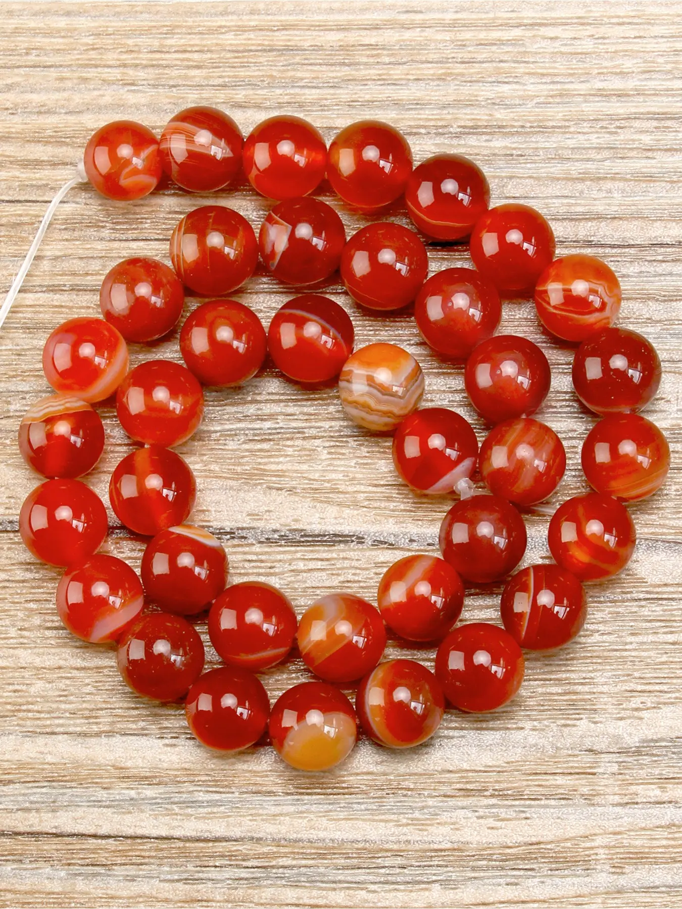 Natural Sardonyx Carnelian Loose Beads, Lustrous Round Beads, 4mm-10mm, for Jewelry Making Supplies, Craft Beads, DIY Necklaces, Bracelets and Earrings