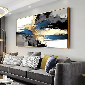 Wall Art Abstract Wall Art Prints Canvas Painting Black Yellow Blue Modern Large Artwork for Living Room Bedroom Office Home Decor 20"x40" with Framed