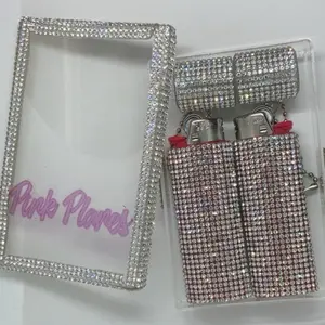 Pink Planes Diamond Lighter Case - Crystal Rhinestones Lighters - 2 Pack - Luxury Accessory - Bling Lighters Case - Gift for Her Accessories lighter vintage custom sparkle fancy rhinestone Multicolor pocket