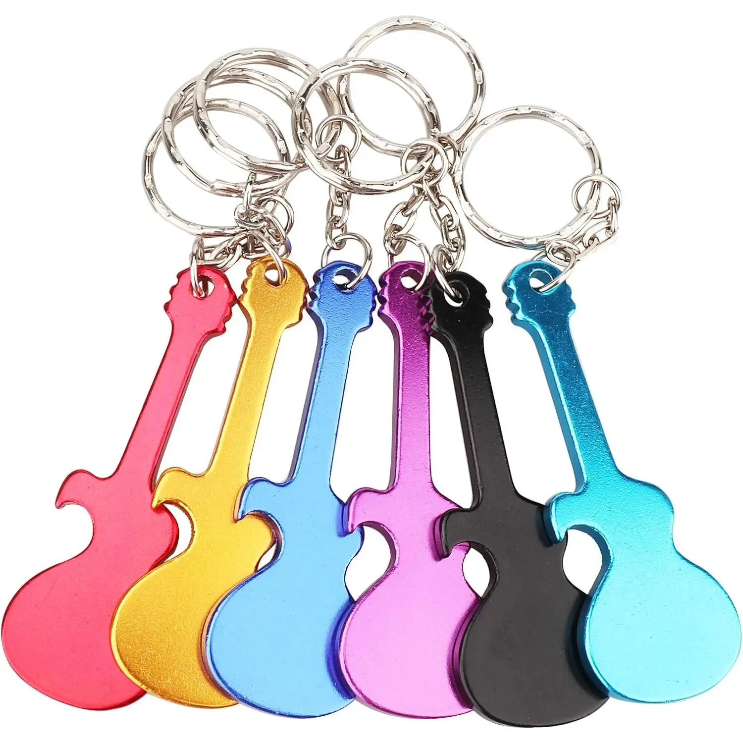 Guitar Bottle Opener with  Key Tag Chain Ring Accessories (6, Guitar)...
