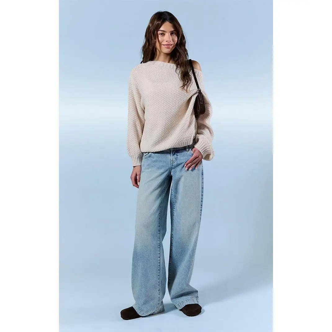Pacsun Women's Kaia Ultimate Low Rise Baggy Jeans Button Pocket Light Blue