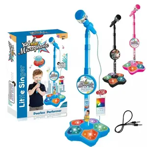 Microphone Toy Set, Karaoke Machine Toy with Light & Music, Adjustable Height Microphone Toy, Creative Game Toy, Children Birthday Gifts