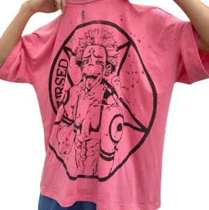 Sukuna Pink T-Shirt Jujutsu Kaisen Anime Graphic Tee for Fans