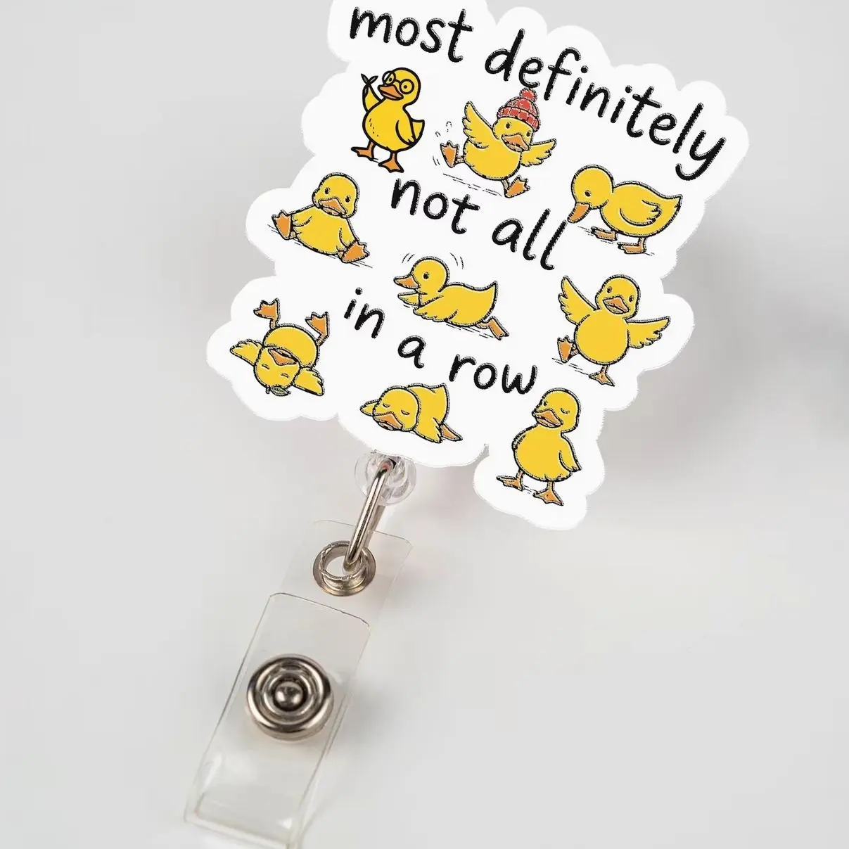 Ducks Not In A Row Funny Badge Reel Cute Duck Acrylic Nurse ID Holder Teacher Office Retractable Badge Clip Quirky Coworker Gift OW4