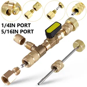 Valve Core Remover Installer with Dual Size SAE 1/4 & 5/16 Port AC Valve Core R22 HVAC Valve Core Removal Installer Tool Air Conditioning Line Repair Tools