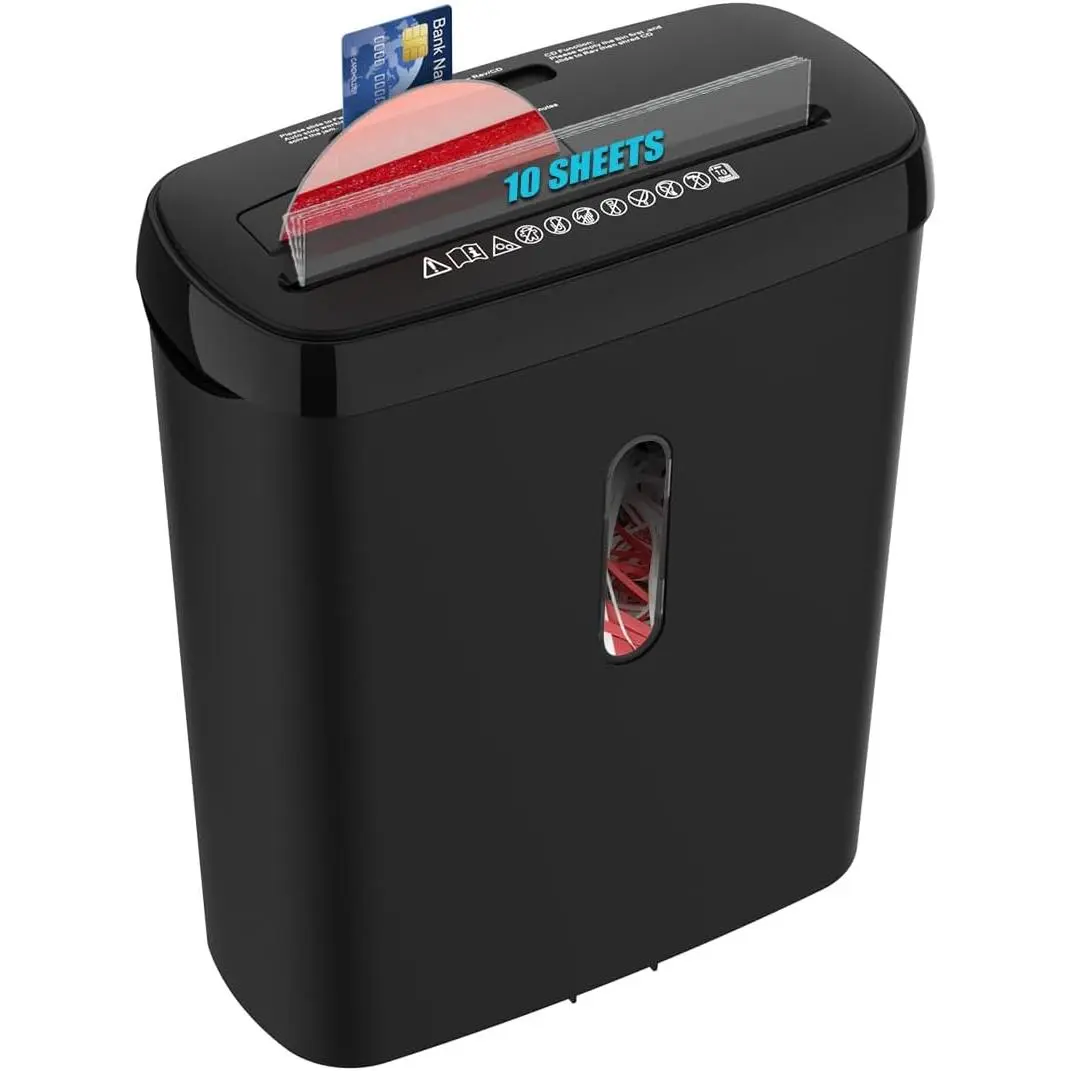 Office Paper Shredder, 10-Sheet Strip Cut with 3.17-Gallon Basket,P-2  Level,CD & Credit Card Shredder,Durable & Fast - Jam Proof System - ETL Certified