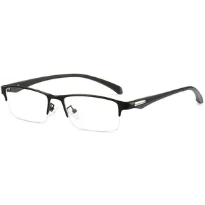 ANRRI Blue Light Glasses for Men Semi Rimless Rectangle Metal Frame UV Blocking Computer Glasses