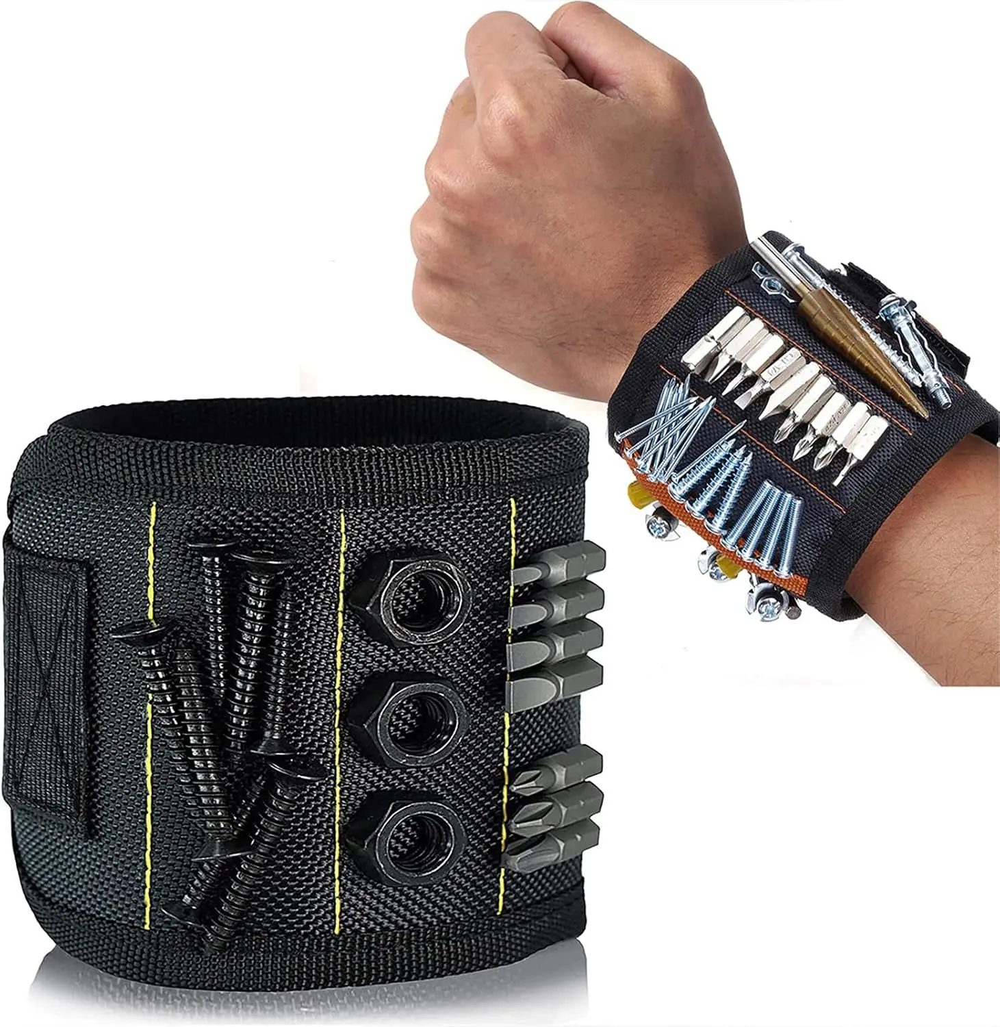 Magnetic Tool Holder for Men,Magnetic DIY Tool Wristband for Holding Screws Nails Drill,Lightweight Powerful Magnets for Dad Husband Handyman,Blue&Black
