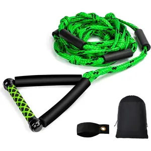 25ft Floating Wake Surf Tow Rope with Handle, 4 Sections Adjustable Tow Rope for Wakesurfing and Outdoor Watersports