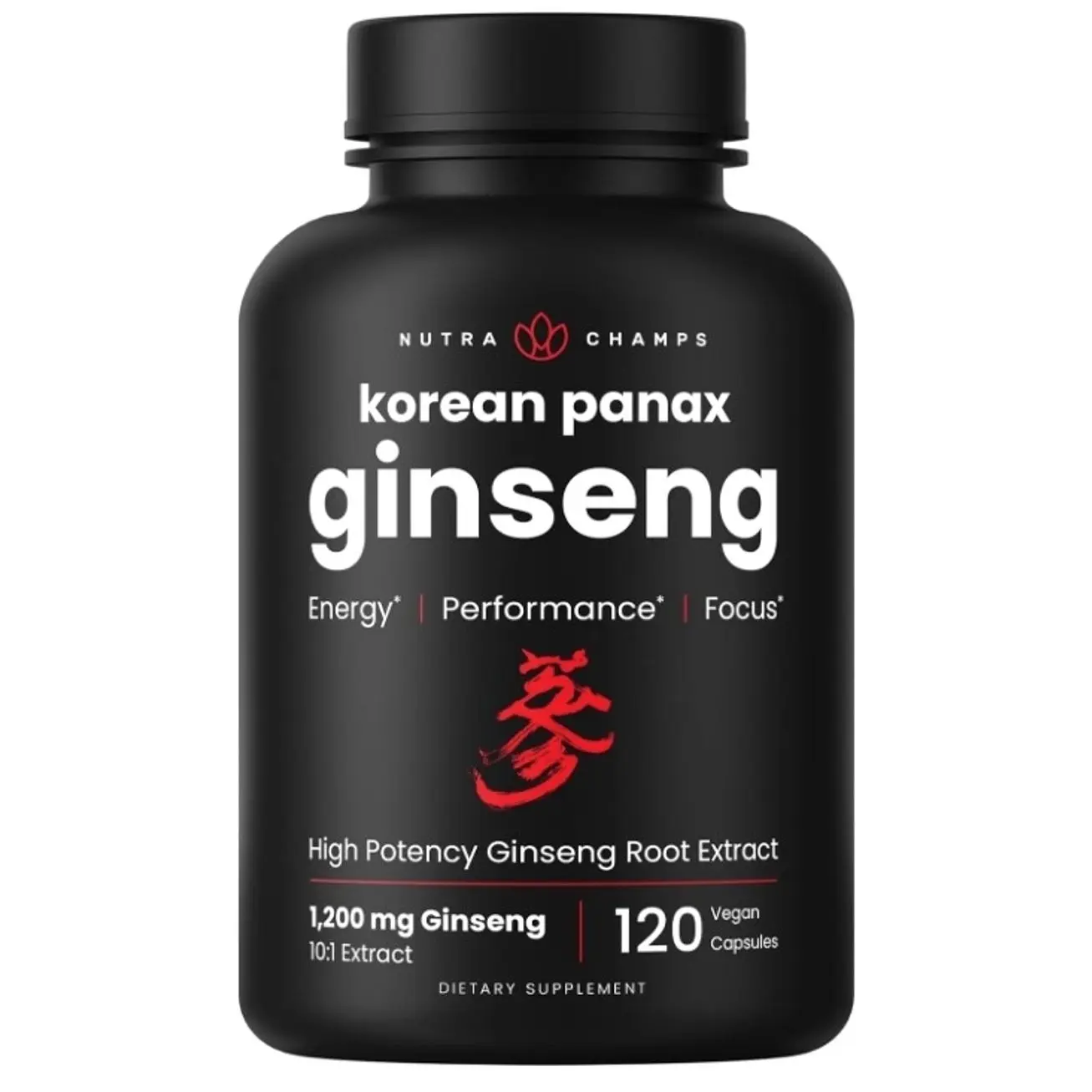Korean Red Panax Ginseng Capsules | Extra Strength Ginsenosides for Energy, Focus, Performance, Vitality & Immune Support | Korean Ginseng Root Extract (120, Red)
