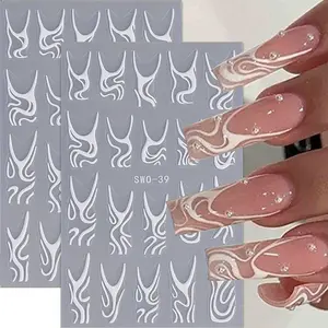 2-Piece Gentle French Irregular Nail Stickers, French Tips Nails, Easy-To-Apply Daily Design, All-Season Use, Glossy Finish, DIY Manicure Accessories